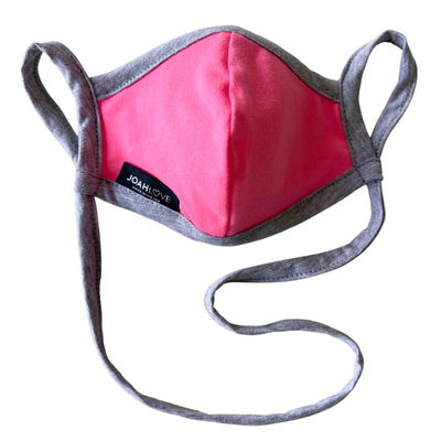 Hot pink mask with grey straps