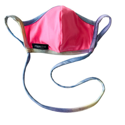 hot pink face mask with rainbow straps