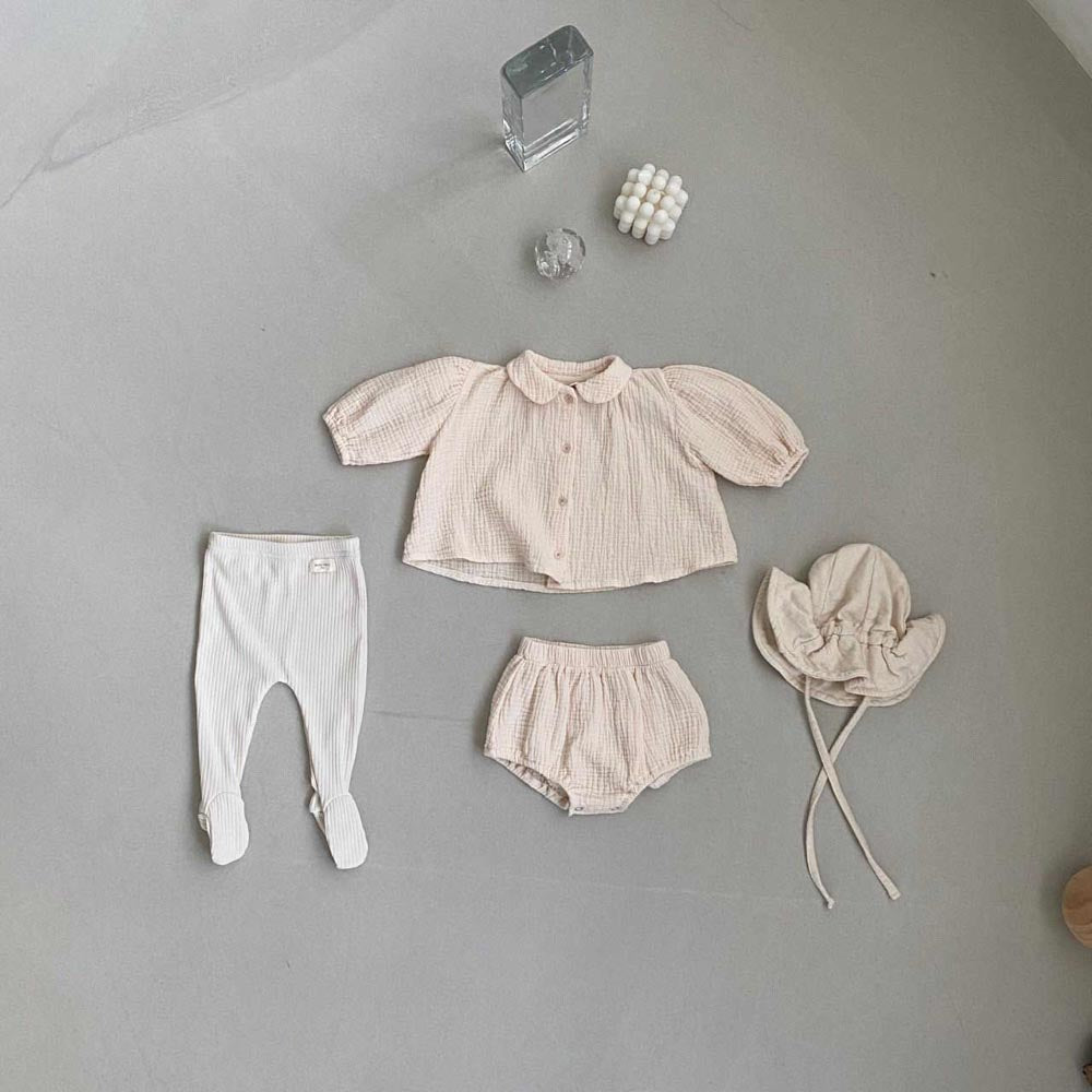 Gemma Gauze Baby Dress Bloomer Set Creme
